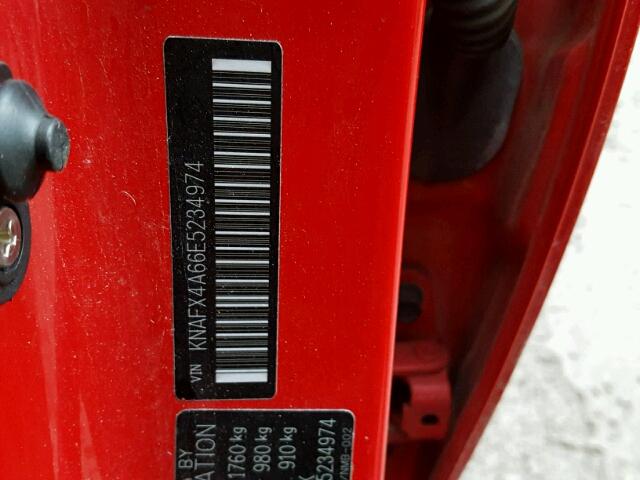 KNAFX4A66E5234974 - 2014 KIA FORTE LX RED photo 10