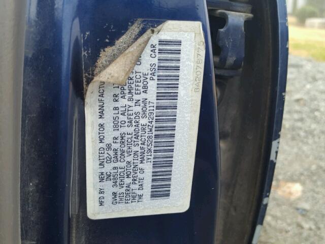 1Y1SK5281WZ429117 - 1998 CHEVROLET GEO PRIZM 蓝色 照片 10