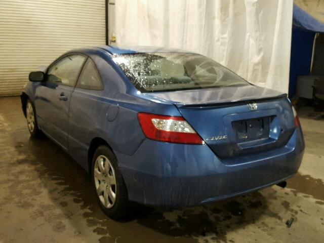 2HGFG12678H561298 - 2008 HONDA CIVIC LX BLUE photo 3