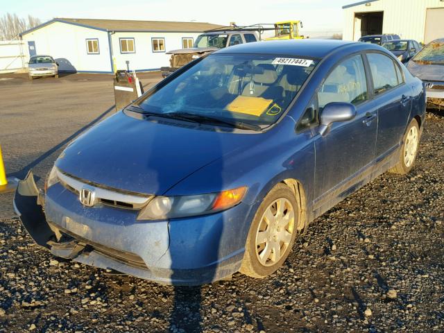 1HGFA16558L004525 - 2008 HONDA CIVIC LX BLUE photo 2