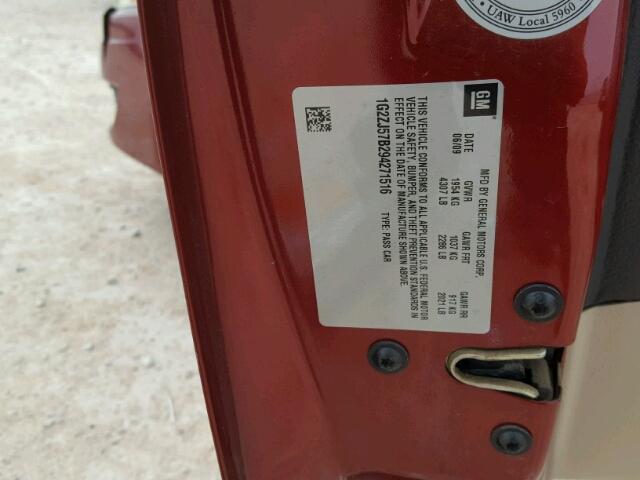 1G2ZJ57B294271516 - 2009 PONTIAC G6 MAROON photo 10