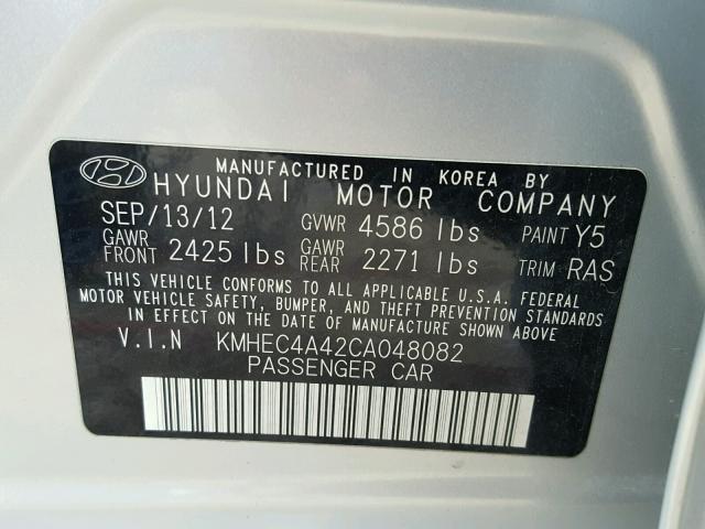 KMHEC4A42CA048082 - 2012 HYUNDAI SONATA HYB SILVER photo 10