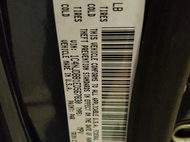 1C4NJDBB1ED567830 - 2014 JEEP COMPASS SP 石墨色 照片 10