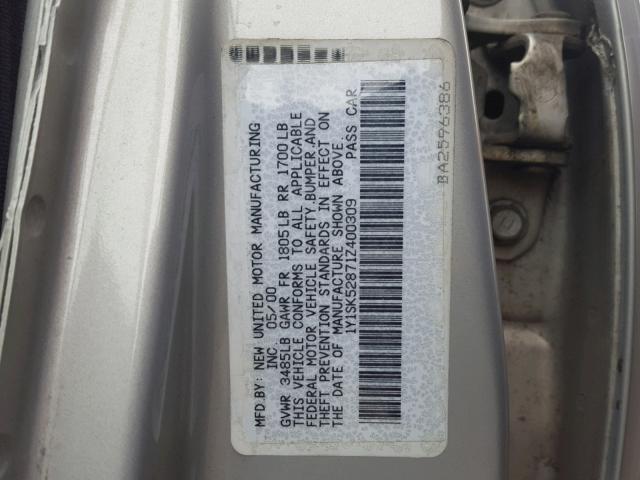 1Y1SK52871Z400309 - 2001 CHEVROLET GEO PRIZM 银色 照片 10