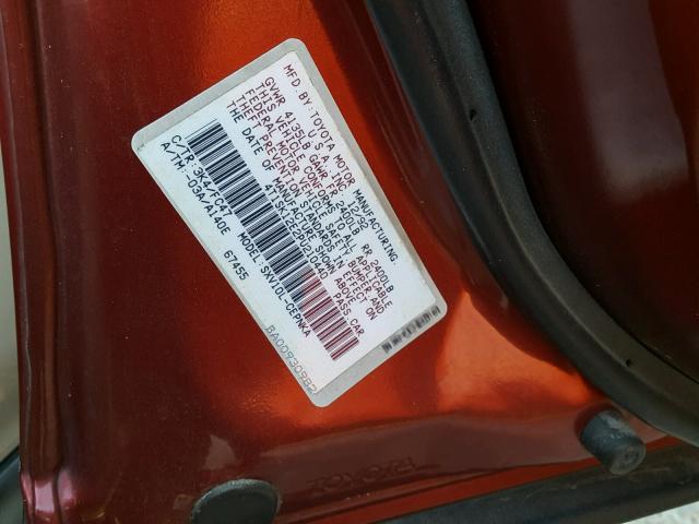 4T1SK12E2PU210440 - 1993 TOYOTA CAMRY LE RED photo 10