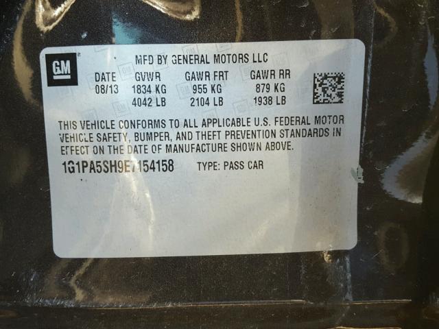 1G1PA5SH9E7154158 - 2014 CHEVROLET CRUZE LS BLACK photo 10