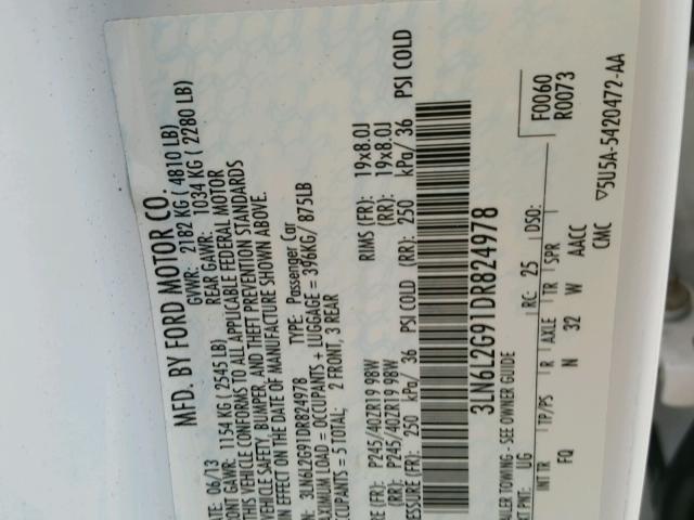 3LN6L2G91DR824978 - 2013 LINCOLN MKZ Կրեմագույն լուսանկար 10