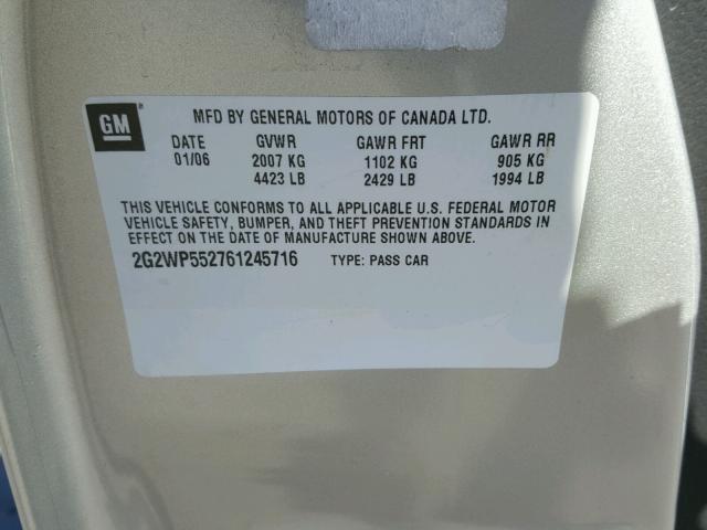 2G2WP552761245716 - 2006 PONTIAC GRAND PRIX 银色 照片 10