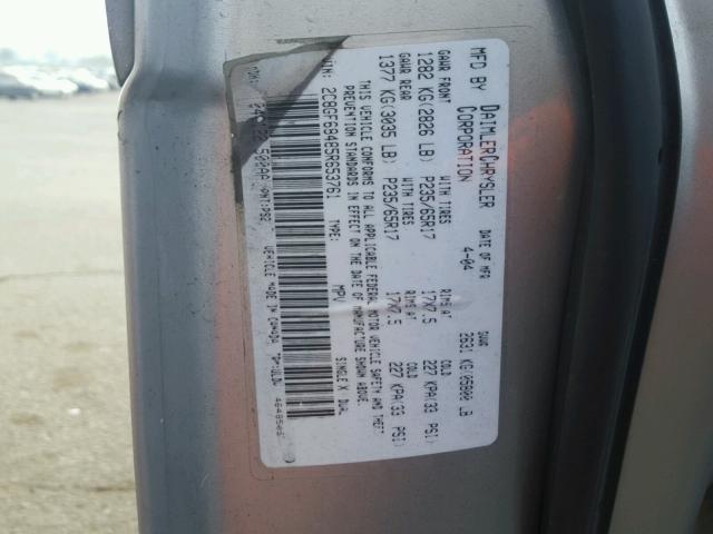 2C8GF68485R653761 - 2005 CHRYSLER PACIFICA T SILVER photo 10