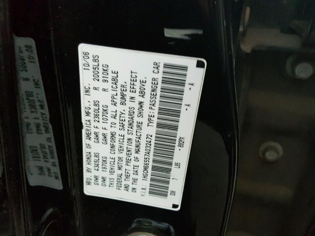 1HGCM66557A032472 - 2007 HONDA ACCORD EX BLACK photo 10