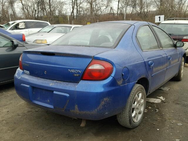 1B3ES56C75D243515 - 2005 DODGE NEON SXT BLUE photo 4