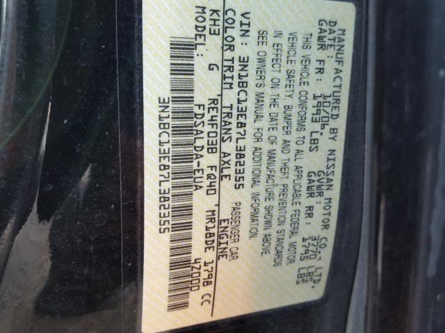 3N1BC13E87L382355 - 2007 NISSAN VERSA S BLACK photo 10