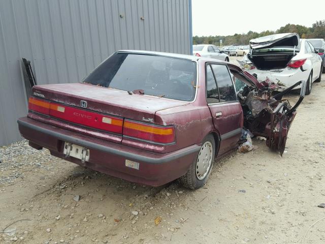 JHMED3654MS009193 - 1991 HONDA CIVIC LX BURGUNDY photo 4