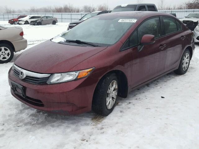 2HGFB2F43CH021100 - 2012 HONDA CIVIC LX RED photo 2