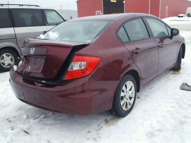 2HGFB2F43CH021100 - 2012 HONDA CIVIC LX RED photo 4