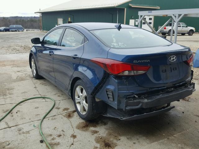 KMHDH4AE8GU564084 - 2016 HYUNDAI ELANTRA SE BLUE photo 3