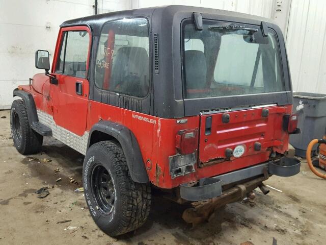 1J4FY19P2RP466262 - 1994 JEEP WRANGLER / RED photo 3