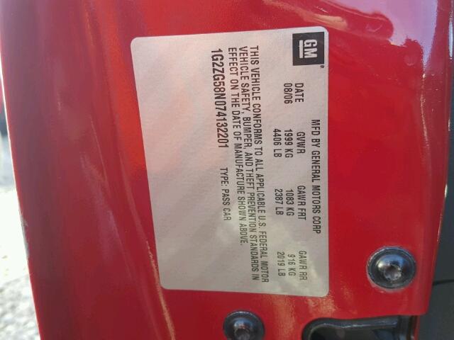 1G2ZG58N074132201 - 2007 PONTIAC G6 BASE RED photo 10