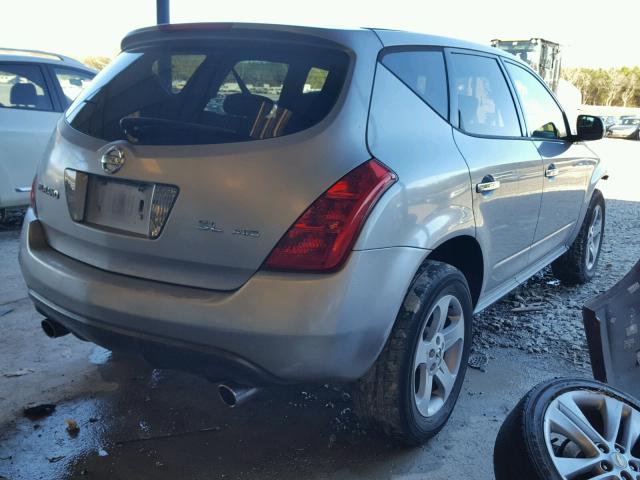 JN8AZ08W25W430205 - 2005 NISSAN MURANO SL SILVER photo 4