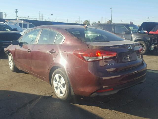 3KPFL4A74HE073198 - 2017 KIA FORTE LX BURGUNDY photo 3