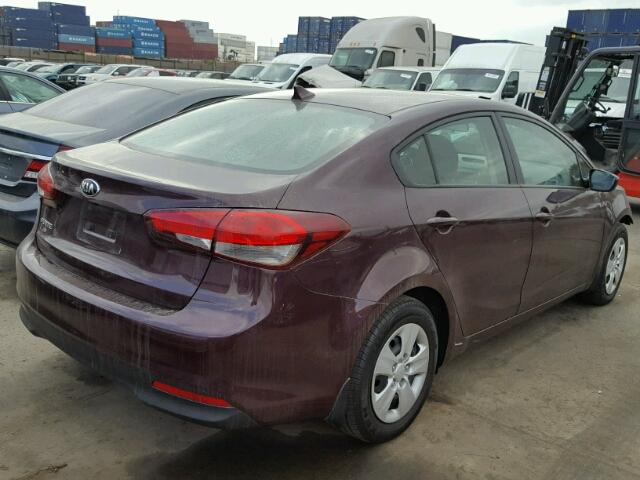 3KPFL4A74HE073198 - 2017 KIA FORTE LX BURGUNDY photo 4