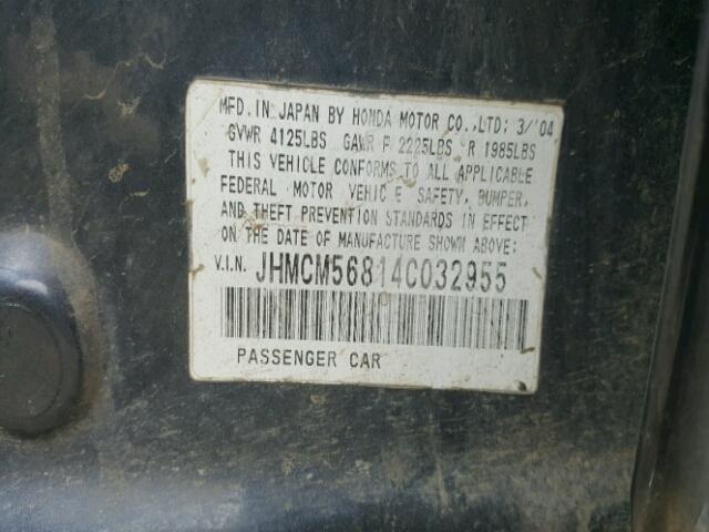 JHMCM56814C032955 - 2004 HONDA ACCORD EX GRAY photo 10