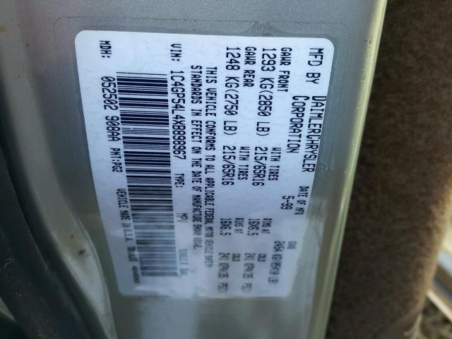 1C4GP54L4XB898967 - 1999 CHRYSLER TOWN & COU GREEN photo 10