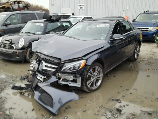 55SWF4KB5FU095369 - 2015 MERCEDES-BENZ C 300 4MAT GRAY photo 2