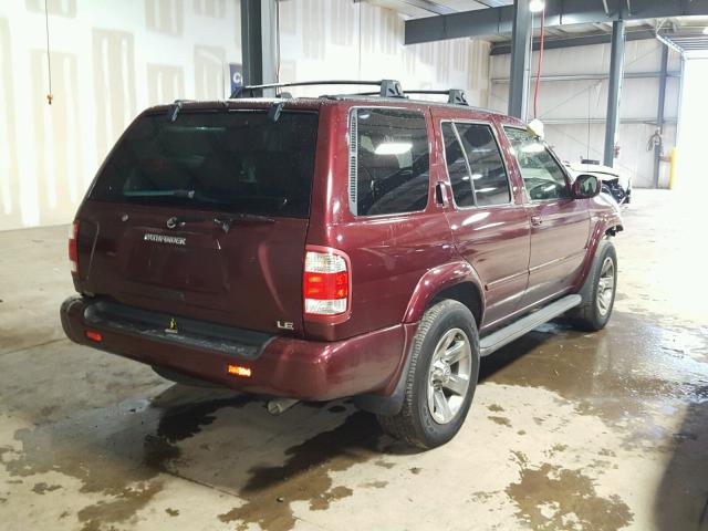 JN8DR09Y04W900307 - 2004 NISSAN PATHFINDER MAROON photo 4