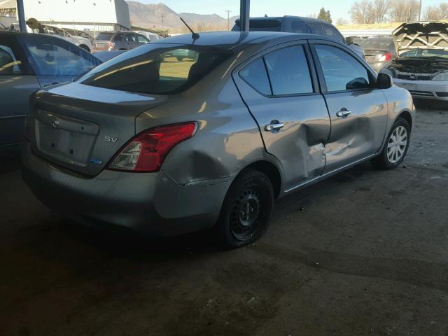 3N1CN7AP1CL897701 - 2012 NISSAN VERSA S GRAY photo 4