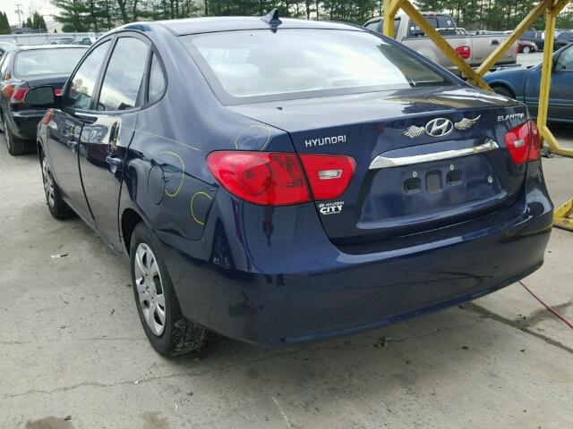 KMHDU4AD1AU196051 - 2010 HYUNDAI ELANTRA BL BLUE photo 3