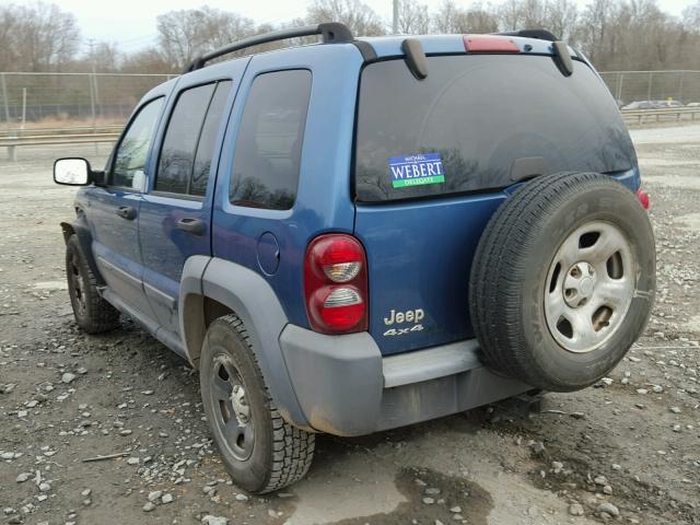 1J4GL48K95W589387 - 2005 JEEP LIBERTY SP BLUE photo 3