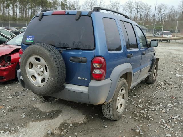 1J4GL48K95W589387 - 2005 JEEP LIBERTY SP BLUE photo 4