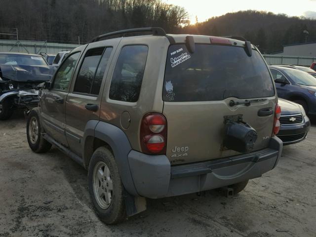 1J4GL48K55W507218 - 2005 JEEP LIBERTY SP TAN photo 3