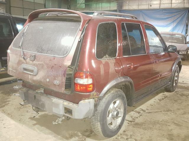 KNDJA723125112751 - 2002 KIA SPORTAGE MAROON photo 4