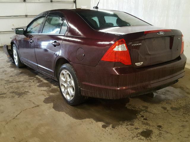 3FAHP0HA9BR232097 - 2011 FORD FUSION SE MAROON photo 3