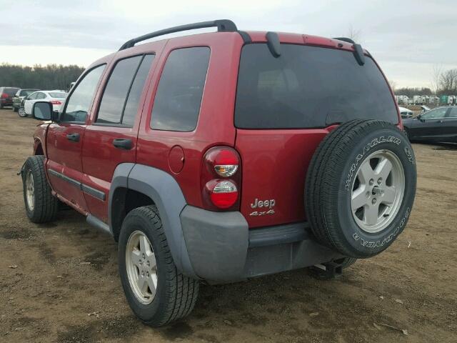 1J4GL48K67W571044 - 2007 JEEP LIBERTY SP RED photo 3