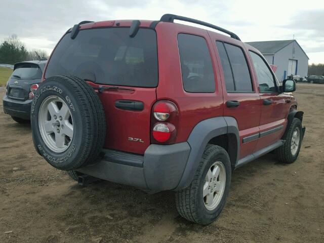 1J4GL48K67W571044 - 2007 JEEP LIBERTY SP RED photo 4