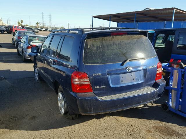 JTEHF21A320087055 - 2002 TOYOTA HIGHLANDER BLUE photo 3