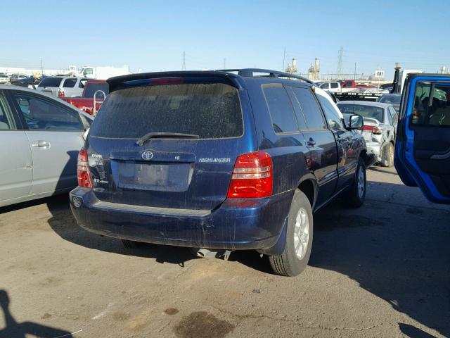 JTEHF21A320087055 - 2002 TOYOTA HIGHLANDER BLUE photo 4