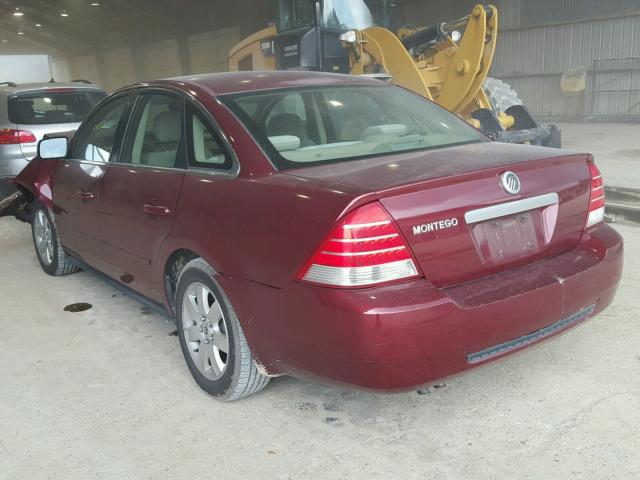 1MEFM40155G616336 - 2005 MERCURY MONTEGO LU MAROON photo 3