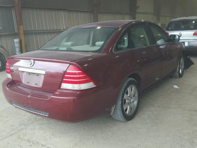 1MEFM40155G616336 - 2005 MERCURY MONTEGO LU MAROON photo 4