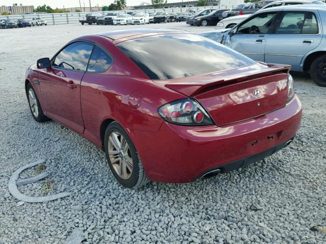 KMHHM66DX7U242670 - 2007 HYUNDAI TIBURON GS RED photo 3