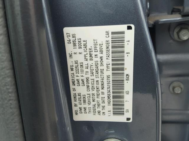 1HGCM56347A150795 - 2007 HONDA ACCORD SE BLUE photo 10