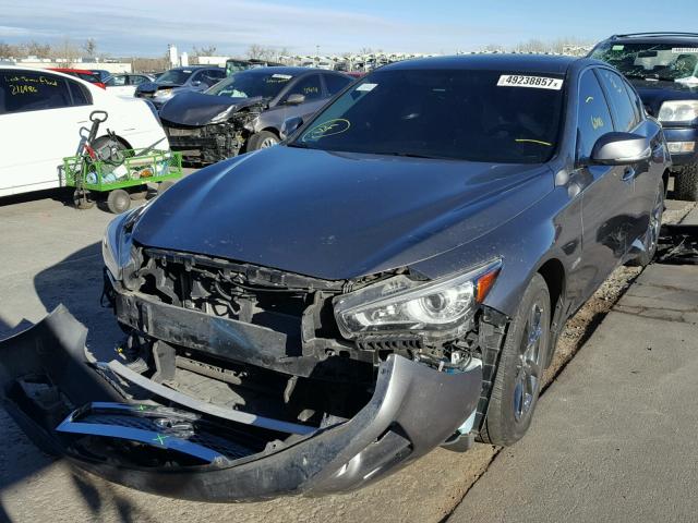 JN1AV7AR8EM701917 - 2014 INFINITI Q50 HYBRID GRAY photo 2