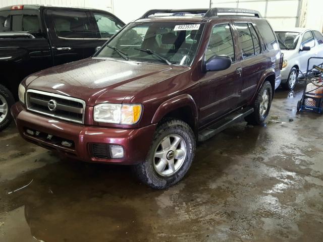 JN8DR09Y92W709854 - 2002 NISSAN PATHFINDER MAROON photo 2