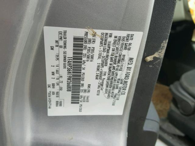 1FAHP36N19W266808 - 2009 FORD FOCUS SES SILVER photo 10