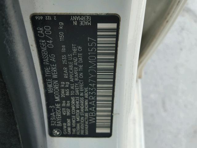 WBAAR3347YJM01557 - 2000 BMW 323 IT WHITE photo 10