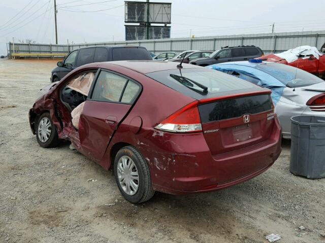 JHMZE2H59AS040389 - 2010 HONDA INSIGHT LX BURGUNDY photo 3