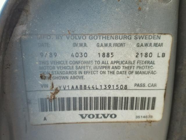 YV1AA8844L1391508 - 1990 VOLVO 240 BASE BLUE photo 10